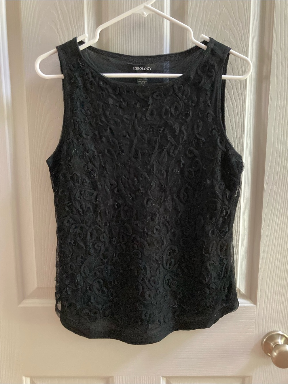 EUC Ideology Women's Black Lace Overlay Tank Top